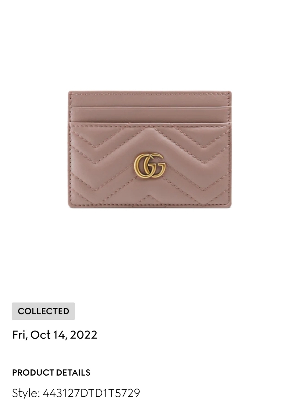 Gucci GG Marmont Dusty Pink Leather Card Case with Gold Double G - Picture 10 of 10